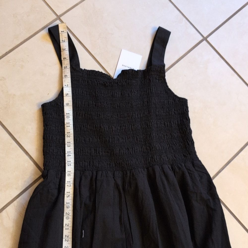 NWT Everlane The Gauze Smock Dress Black Midi Length Square Neck Size L - Picture 10 of 13